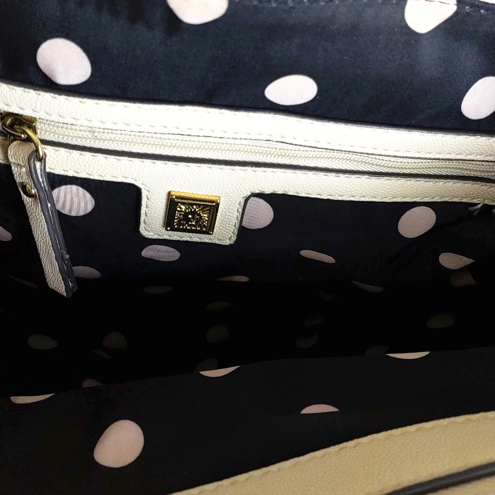 Anne Klein Cream Shimmer Down Large Satchel - Picture 6 of 10